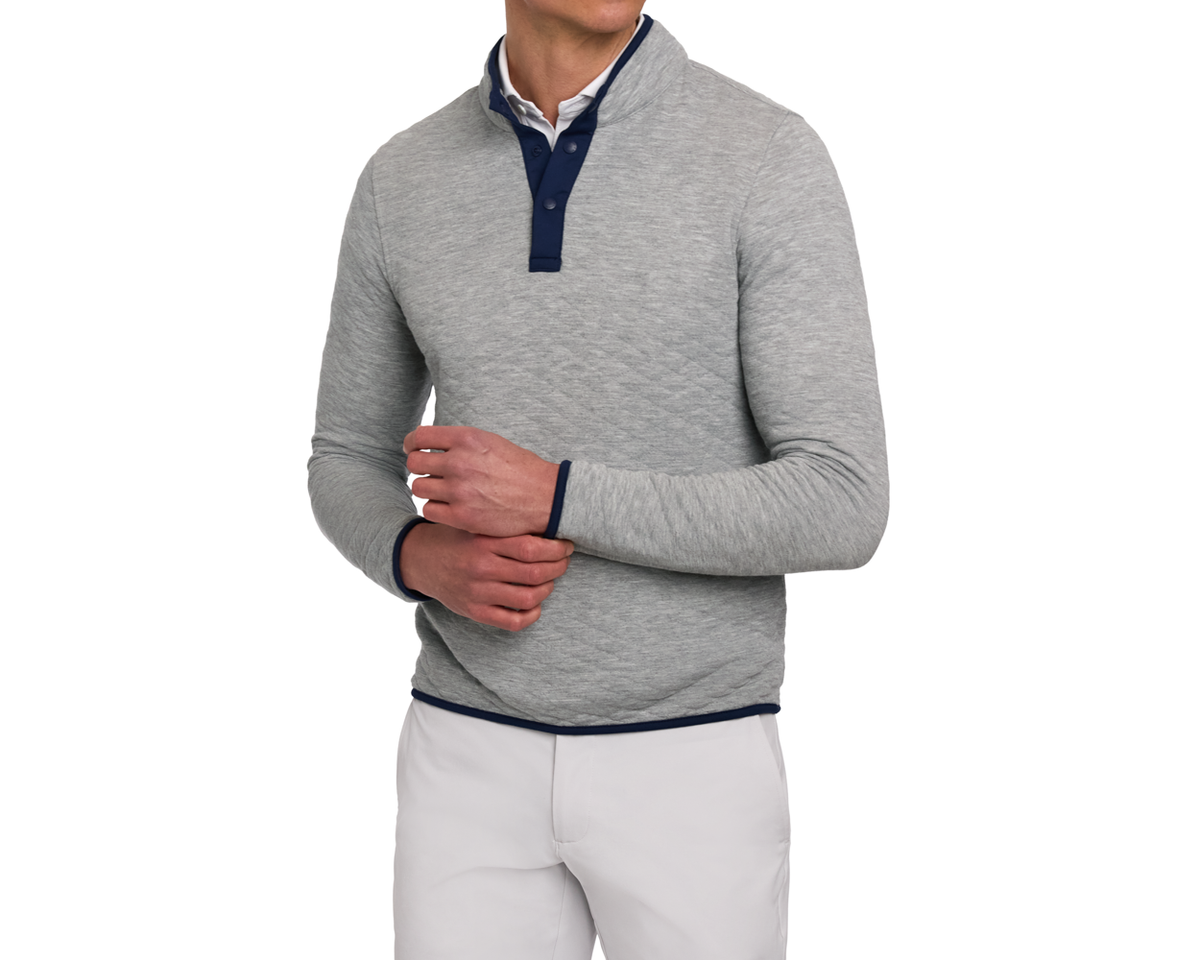Sullivan Quarter-Snap - Heathered Light Gray & Navy