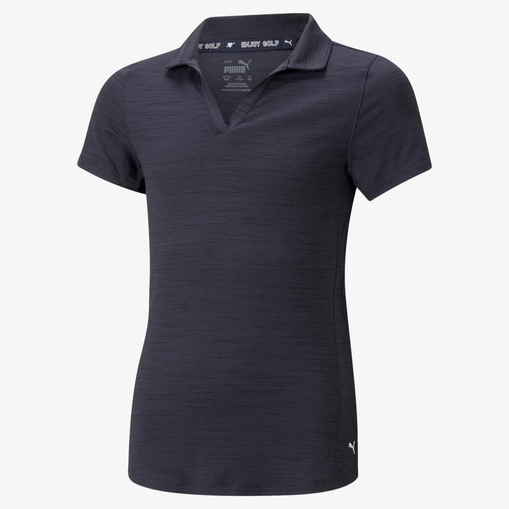PUMA Girls Cloudspun Coast Solid Short Sleeve Polo Shirt