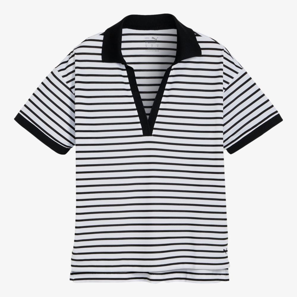 PUMA Everyday Striped Pique Short Sleeve Polo Shirt