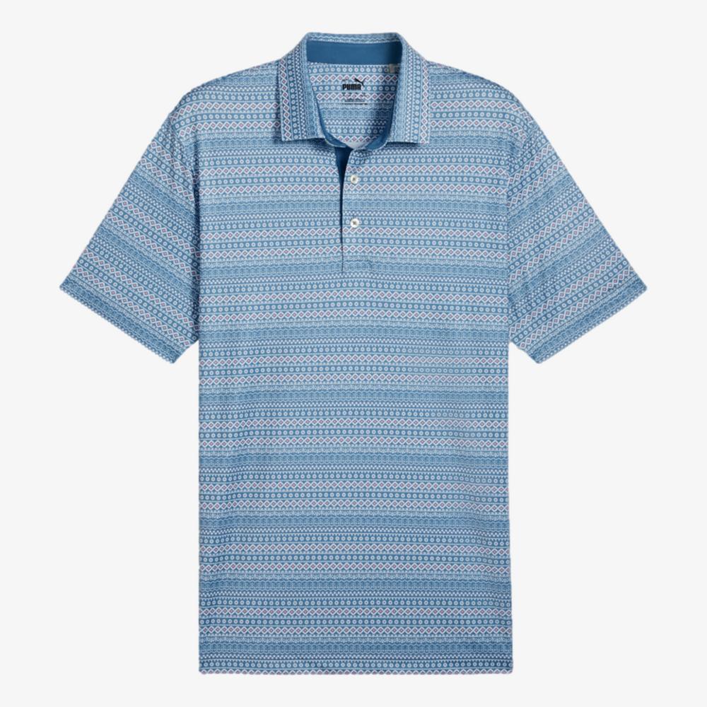 PUMA Fair Isle Micro Print Short Sleeve Polo Shirt