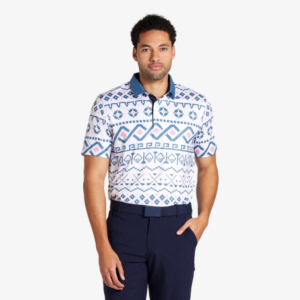 PUMA Fair Isle Print Short Sleeve Polo Shirt