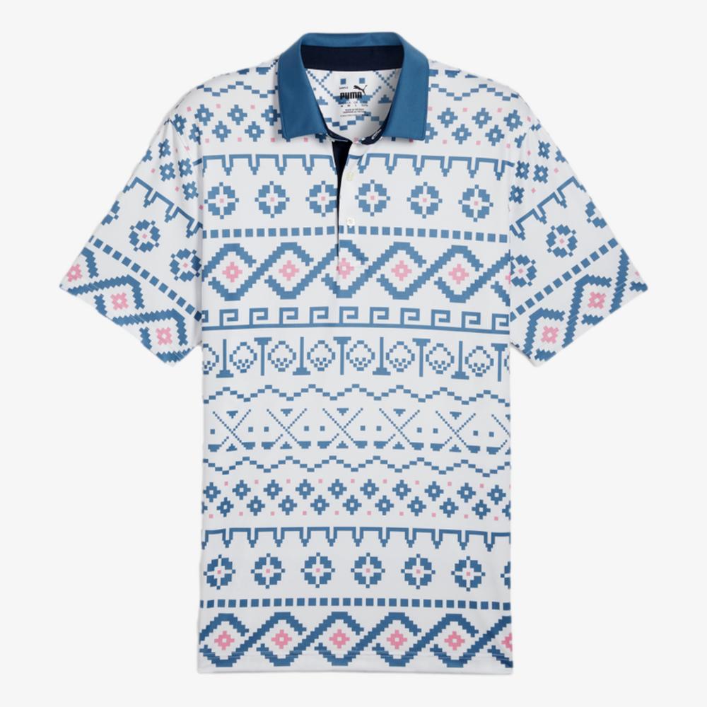 PUMA Fair Isle Print Short Sleeve Polo Shirt
