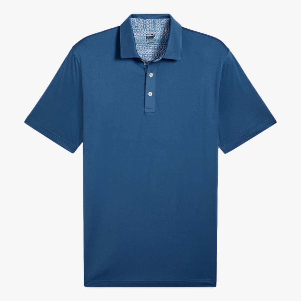 PUMA Fair Isle Trim Short Sleeve Polo Shirt