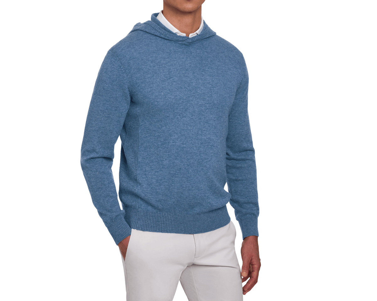 Logan Hoodie Sweater - Heathered Pacific Blue