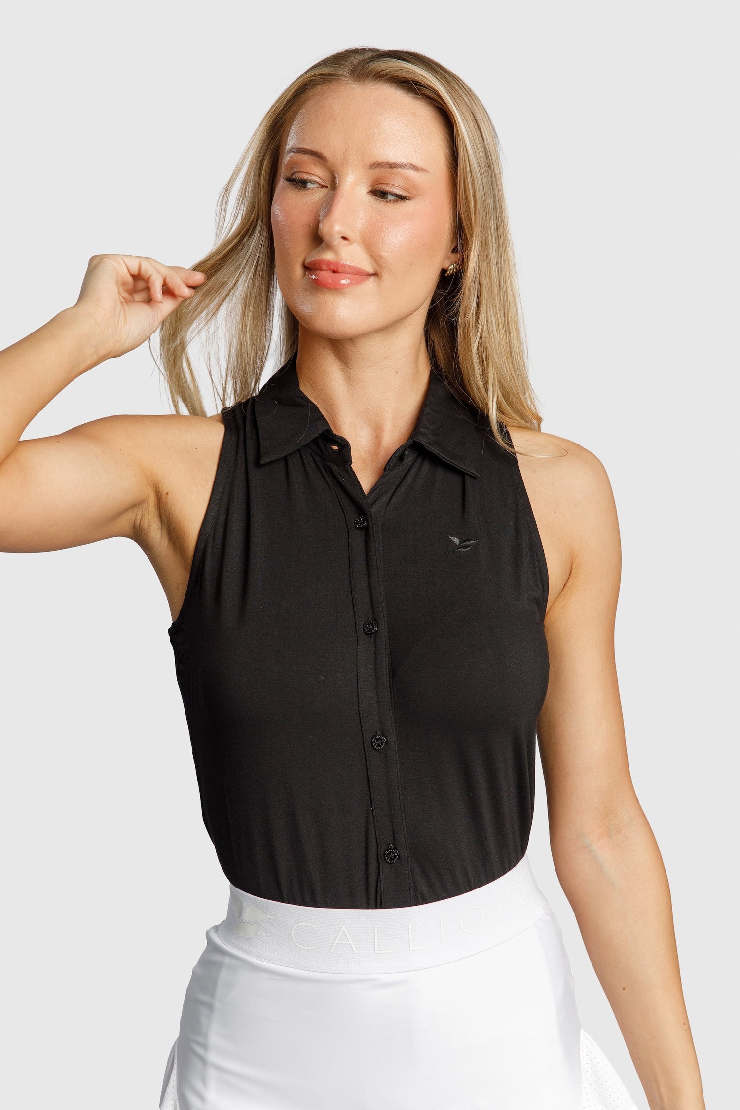 COEUR Full Button Down Sleeveless Polo