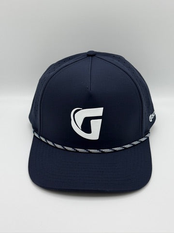 GolfN G Logo Performance Hat – Navy with white G, front