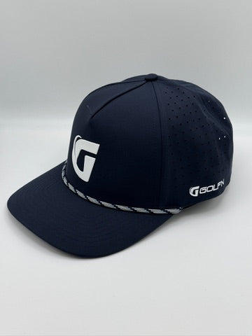 GolfN G Logo Performance Hat – Navy with white G, side
