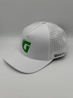 GolfN G Logo Performance Hat – White with green G, side